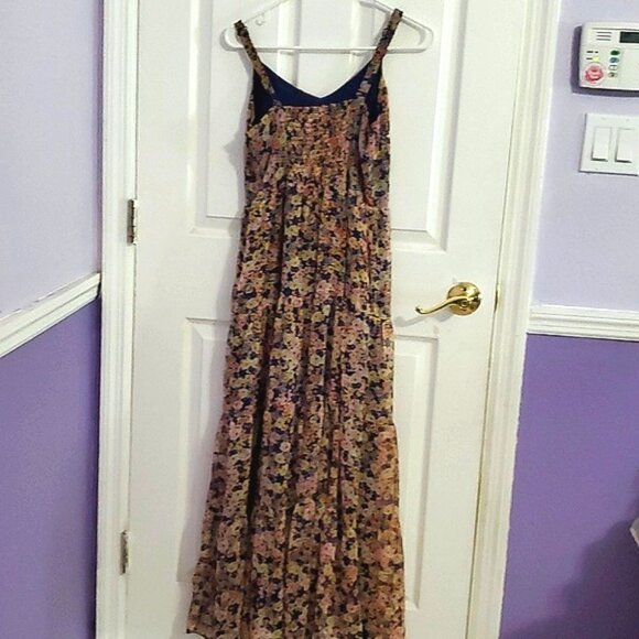 Rachel Zoe Boho Floral Smocking Tiered Layered Spring Maxi Dress - Picture 5 of 12